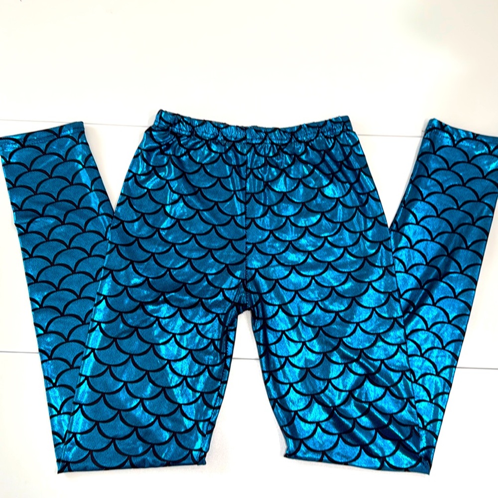 Shimmer Blue Mermaid Leggings - women or girl